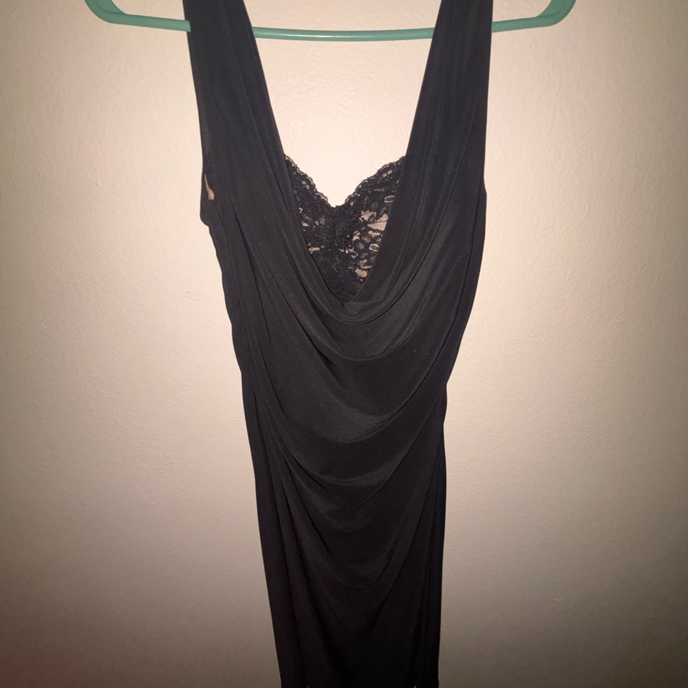 Elegant Black Dress with Lace Detail